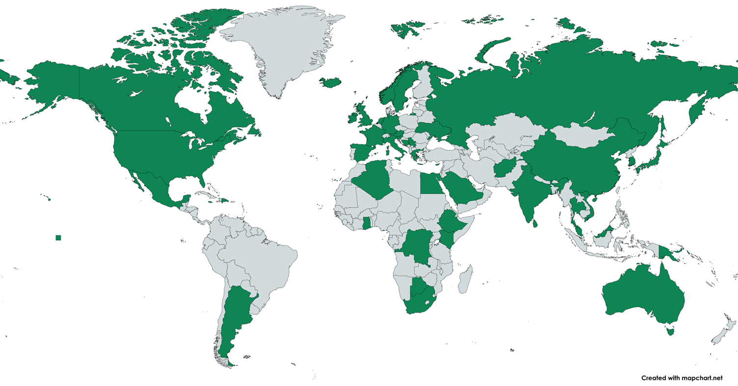 Map showing setting of books read